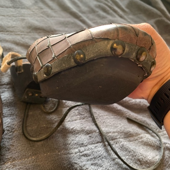 1P Leather Handmade Wood Wrap Sandals made Italy - Picture 3 of 9